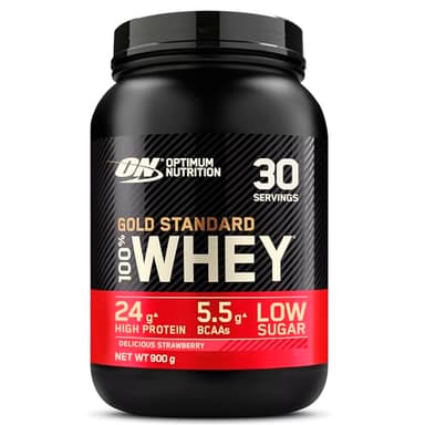 Optimum Nutrition Gold Standard 100% Whey, Proteine in Polvere, Gusto Fragola Deliziosa, 900g, 30 Porzioni