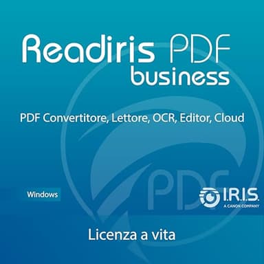 Readiris PDF Business : software 1 Licenza a Vita, PREMIUM PDF Editor Professionale – Modifica, Proteggi, Annota, Converti to office 365, Compila e Firma PDF - 1 Windows PC / 1 Utente/