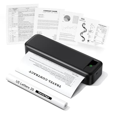 TATTMUSE Stampante Portatile A4, Stampante Termica Compatibile con iPhone/PC/USB, iOS/Android via Wireless Bluetooth, Stampa Contratti/Ricevute/Documenti, Senza Inchiostro Stampa in Nero e Bianco