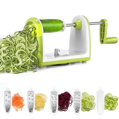 Spiralizzatore di Verdure Taglia Verdure a Spaghetti 5 In 1 Affettatrice a Spirale Manuale Tagliaverdure Julienne Spaghetti Zucchine Attrezzo Spaghetti di Zucchine Attrezzo per Verdure Cetrioli