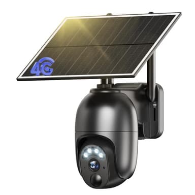 NUASI 4G LTE Telecamera Esterno con SIM e Pannello Solare, 2K 360° PTZ Telecamere Senza Fili con Batterie, Visione Notturna a Colori, Audio Bidirezionale, PIR Rilevamento, IP66