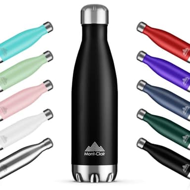 Mont-Clair H2O Borraccia Termica 1L in Acciaio Inox, Borracce Termiche - 12h di Bevanda Calda e 24h di Bevanda Fredda - Senza BPA, Bottiglia Acqua, Borraccia 1L Nera