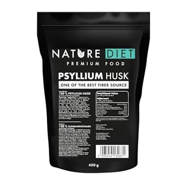 Nature Diet Bucce di Psillio | 450 g | Ricco di Fibre | Vegano, Senza Glutine & Senza Lattosio | Per Dieta Keto & Low-Carb | Ideale per Bevande & Ricette, 450g