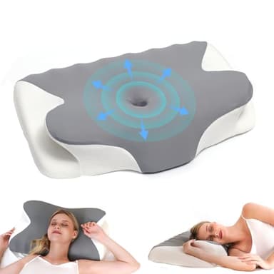 vicihoho Cuscino Cervicale, Cuscino cervicale per collo e spalle, adatto a diverse posizioni del sonno, Memory Foam Pillow, dimensioni: 60 * 41 * 9/12 cm (Light Gray)
