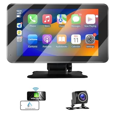 Autoradio, autoradio con CarPlay wireless e Android Auto wireless, schermo da 7 pollici per auto, autoradio Bluetooth con telecamera di retromarcia, Mirror Link, Bluetooth 5.0 /FM/AUX/USB.
