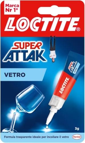 Loctite Super Attak Vetro, Colla per vetro di alta qualità, Adesivo istantaneo per vetro, Colla trasparente facile da usare, durevole e riutilizzabile, 1 x 3g