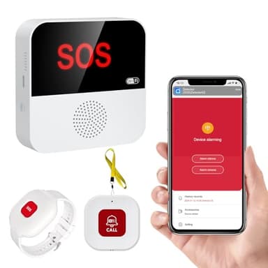 Chatthen Salvavita Anziani, Pulsante di Emergenza WiFi per Anziani Bracciale di Emergenza Sistema di Allarme di Emergenza per Anziani Pazienti Disabili (Supporto solo 2.4GHz Wi-Fi)