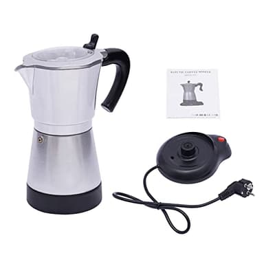 DHQCQL Caffettiera elettrica da 300 ml, 480 W, 220 V, elettrica con base, caffettiera elettrica per 6 tazze, caffettiera elettrica per viaggi o campeggio (argento)