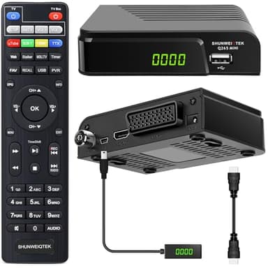 SHUNWEIQTEK Decoder Digitale Terrestre 2025 con PVR Registra Programmi Preferiti, Mini Ricevitore DVB-T2 con Ordinamento LCN e FM Radio, Uscita Scart Hdmi e H265 HEVC Full HD 1080P Decodifica