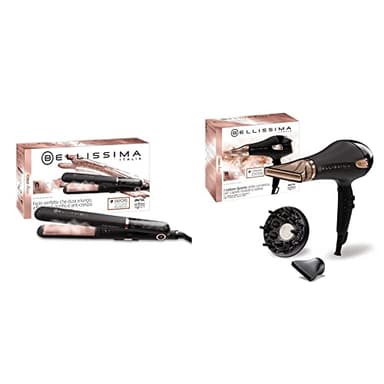 Bellissima Imetec Ceramic P5 3800 Asciugacapelli Professionale per Capelli Morbidi e Luminosi & Bellissima Imetec Steam B28 100 Piastra per Capelli Professionale a Vapore, Effetto Liscio a Lungo