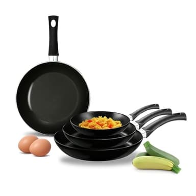 Avilia Set 4 Padelle Antiaderenti 16-20-24-28cm, Alluminio Resistente, Manici Ergonomici, Rivestimento PFOA Free, Compatibili con Lavastoviglie