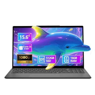 rumlawn PC Portatile 15.6 Pollici, Notebook 16GB RAM 512GB SSD, Computer Portatile Core I3-8100Y, Scheda Grafica UHD,Laptop WIN11 & 1080P Screen, Wi-Fi 5 & BT 5.0, USB 3.0 * 3 & Type-C e HDMI