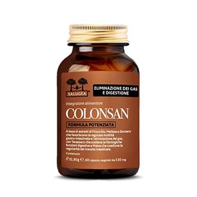 Colonsan Salugea - Integratore Naturale per il benessere di Stomaco e Intestino - estratti di Finocchio, Tarassaco, Melissa, Malva E Zenzero - 60 Capsule Vegetali