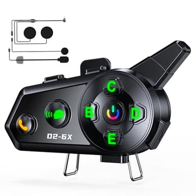 Interfono Moto Casco Auricolare Bluetooth Casco Moto Coppia con Doppio Chip per Multitasking Audio Cuffie 1000M Sistema di Comunicazione Casco 2 a 6 Motociclisti Compatibile con Tutti i Caschi