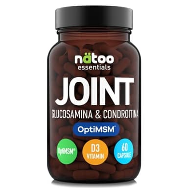 NÄTOO Joint Glucosamina Condroitina 60 Capsule - Msm Integratore funzionalità articolare e metabolismo cartilagine - Glucosamina Condroitina Msm integratore articolazioni, cartilagine ginocchio