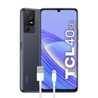 TCL 40SE Smartphone 4G Display 6.75" HD+ 90 Hz, 256 GB, 6 GB RAM, Tripla Camera da 50 Mpx, Android 13, Batteria 5010 mAh Ricarica Rapida, Dual Sim, Dark Grey, con Cavo USB Type-C Aggiuntivo