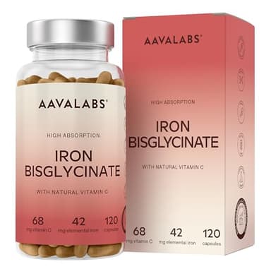 Integratore Ferro e Vitamina C Naturale - Ferro Bisglicinato 42mg Integratori Stanchezza Fisica e Mentale, Globuli Rossi, Sistema Immunitario - Ferro Integratore Forte Alto Assorbimento - 120 Capsule