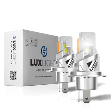 LUXLIGHT Lampadina LED H4/H19 30000LM 100% ADATTABILE 2a Generazione 6500K 12V Bianco 2PZ Kit Lampada Sostituzione PLUG AND PLAY Alogena, Fari Abbaglianti e Anabbaglianti per Auto