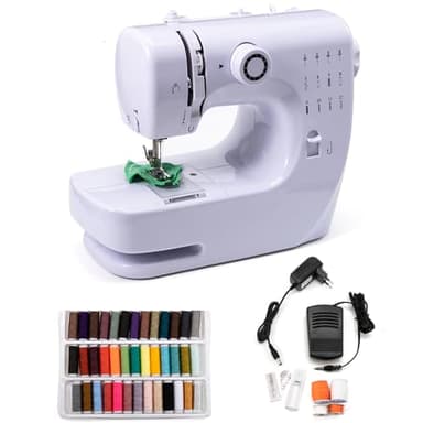 evomosa Macchina da cucire elettrica portatile per principianti, mini macchina da cucire per adulti con kit da cucito a 12 punti