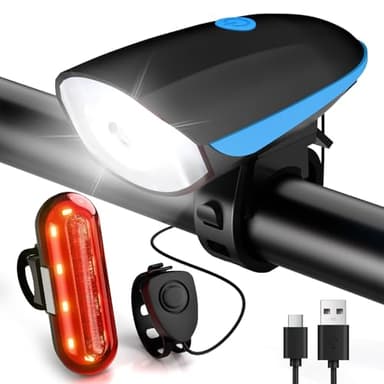 Gobikey Luci Biciclette LED, Anteriore e Posteriore USB Ricaricabile e Impermeabile IP65, 1200 mAh luci MTB per Uomini Donne, Bambini, Combinazione di Luci per Mountain Bike Impermeabili