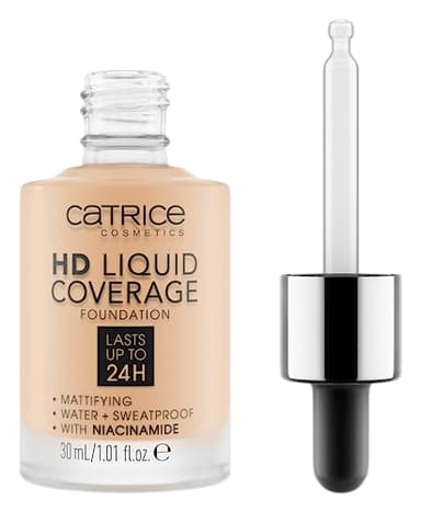 Catrice HD Liquid Coverage Fondotinta Viso Effetto Opacizzante, lunga durata, opacizzante, controllo della pelle grassa/controllo della lucidità, opaca (30ml)