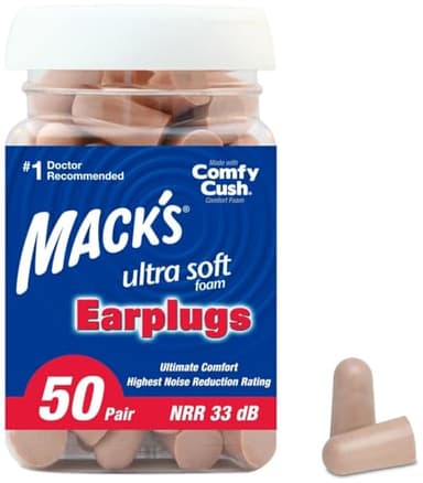 Macks Ultra Ear Plugs - Beige, 50 Pairs