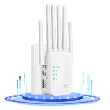 Ripetitore WiFi Potente per Casa,Amplificatore Wifi,6 Antenna,2 Porte LAN,Estensore Wi-Fi per Casa e Ufficio,amplificatore segnale wifi,WiFi Extender,Coverage up to 300 m²,Plug and Play (ZJ660)