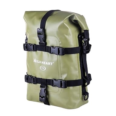 WILD HEARTImpermeabile Moto Dry Borsa Crash Bar Borse 15L Utilizzato come Bagaglio Sissy bar Sella Posteriore Portapacchi Parafango Posteriore Borsa Attrezzi lato Moto Sporco (verde oliva, 15l)