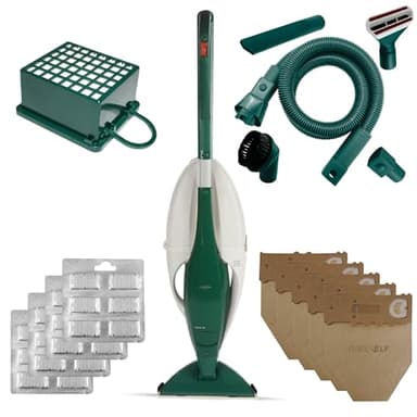 Scopa Elettrica Folletto VK 130 - Aspirapolvere Folletto RIGENERATO, Pronta all’Uso con Spazzola Standard + Kit Tubi e 2 Anni di Sacchetti | Potente Modello Ricondizionato, Testato e Garantito 24 Mesi