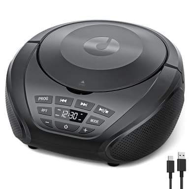 Gueray Lettore CD portatile Boombox Lettori CD audio domestici con altoparlanti Radio FM Ingresso AUX Supporto Cuffie Modalità playlist Riproduzione PROG per audiolibri da esterno e da interno
