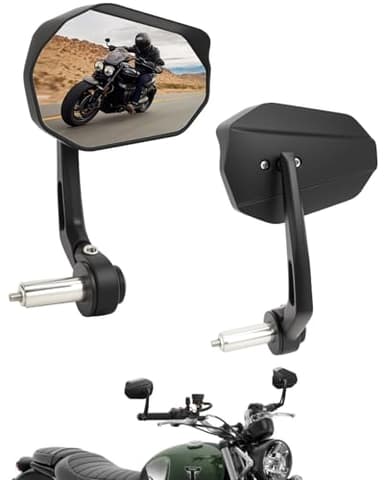 SUPAREE Specchietti Laterali Moto Specchietti Moto Manubrio Specchi Moto Bar End omologati con Deflettore Pioggia Alluminio Rotazione di 360°Compatibile per Scooter ATV 2 Pezzi