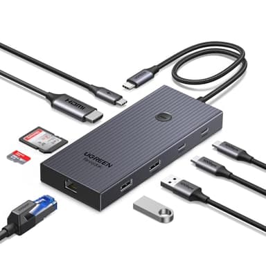 UGREEN Revodok Pro 1091 10Gbps Hub USB C HDMI 4K 60Hz Ethernet Gigabit PD 100W Lettore Schede SD TF Porte Dati 2A2C Docking Station Compatibile con MacBook iPad Air Pro iPhone 16 Galaxy S25