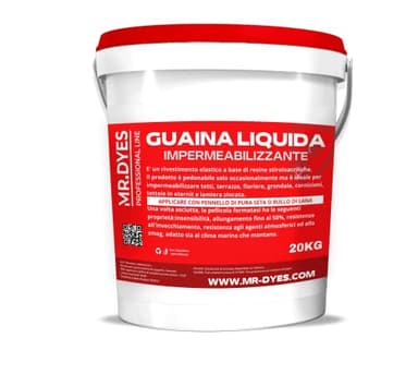 MR.DYES - Guaina Liquida Impermeabilizzante - Membrana Monocomponente Multisupporto, Vari Colori e Formati, Gomma Liquida per Tetti e Terrazzi. (20 KG, GRIGIO)