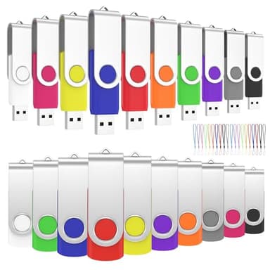 ABLAZE Chiavetta USB 8GB 20 Pezzi 8 GB Pen Drive Girevole Pennetta USB 2.0 Unità Memoria Flash per l'archiviazione e il backup dei dati (10 colori)