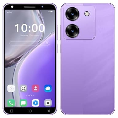 MsMga Telefono cellulare 4G economico, display HD da 5 pollici, ROM da 16 GB (scalabile a 128 GB), 3500 mAh Big Battry, doppia fotocamera Dual SIM, Face ID sblocco smartphone Android 10.0 (viola)