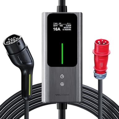 Colonnina Ricarica Auto Elettrica 11kW | 6-16A | 5m, Tipo 2 CEE Wallbox 11kW, Stazione Carichino Auto elettrica Mobile, EV Cavo di Ricarica Tipo 2 con LCD Controllo Digitale, IP65, IEC 62196-2