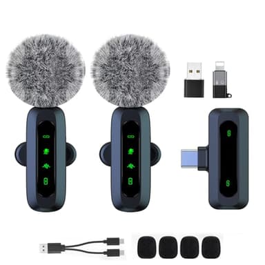 Microfono lavalier wireless per Android/iPhone/iOS/PC/Laptop,microfono da bavero per registrazione, microfono a clip, per registrazione video,Tiktok, Youtube, Vlogging,Trasmissioni dal Vivo,Interviste