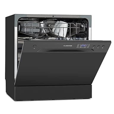 Klarstein Lavastoviglie 8 Coperti, Libera Installazione Silenziosa con 6 Programmi di Lavaggio, Lavastoviglie Mini da Tavolo Compatta e Facile da Installare, Acciaio inossidabile, Antracite