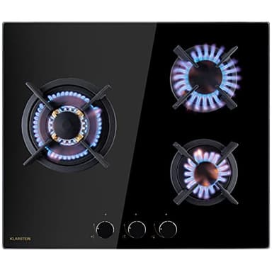 Klarstein Piano Cottura 3 Fuochi, Piano Cottura per Fornelli a Gas, Fornello Integrato 6200W, Vetro e Acciaio Inossidabile per Cucina, 3 Fuochi Gas GPL
