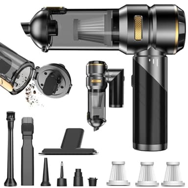 Aspirabriciole Senza Fili Potente, 21000Pa 4 in 1 Aspirapolvere Auto Portatile con Scarico Polvere Automatico a un Tocco,Aspiratore e Soffiatore con Motore Brushless,Mini Aspirapolvere Potente