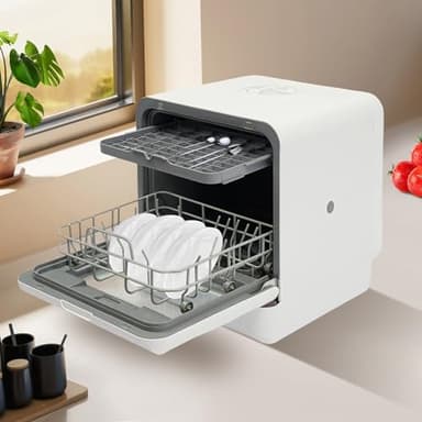 Mini lavastoviglie, lavastoviglie autoportante, lavastoviglie portatile con serbatoio dell'acqua, indicatore LED per appartamenti, dormitori e campeggio.
