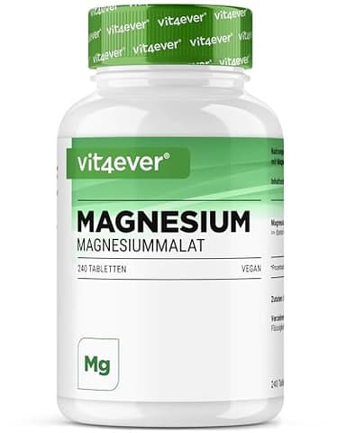Magnesio malato - 240 compresse con 2000 mg di magnesio malato per dose giornaliera - Elevata biodisponibilità e alto dosaggio - Senza additivi indesiderati - Vegan