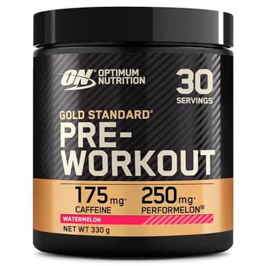 Optimum Nutrition Gold Standard Pre-Workout in Polvere, Bevanda Energetica Gusto Anguria, 330g, 30 Porzioni