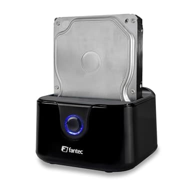 FANTEC DS-X1U3-Glanz USB3.2 Gen1 docking station for 1x SATA 3.5/2.5 inch SSD/hard disk, transfer rates up to 5Gbit/s (SUPERSPEED), high-gloss plastic, black