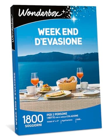 Wonderbox - Cofanetto Regalo - Week End d'evasione - 1 Notte con o Senza Colazione - 2 Persone - Hotel 4* e 3*, agriturismi, B&B
