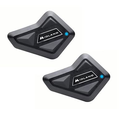 Midland - Interfono Moto Bluetooth ECE2206 Coppia Nuovo BT Mini Twin, Auricolari Casco Moto 4 Persone Waterproof, Portata 500m, Autonomia 8H, Cancellazione Rumore, Music Share, Compatibile TFT