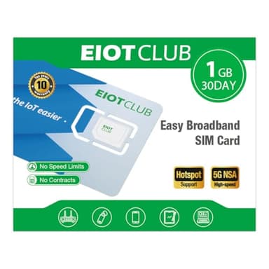 SIM Europea EIOTCLUB, 1GB | 30 Giorni | 5G/4G LTE, valida in 33 Paesi in Europa, SIM Prepagata da Viaggio Senza Contratto, Ricaricabile, per Telefoni, Router e Tablet (Solo Dati, Niente SMS)