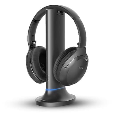 Avantree Opera Plus – Cuffie TV Senza fili Wireless con Dialogo Chiaro e Volume Potenziato per Anziani, Uso con Soundbar, Base di Ricarica con Trasmettitore, Vestibilità Confortevole