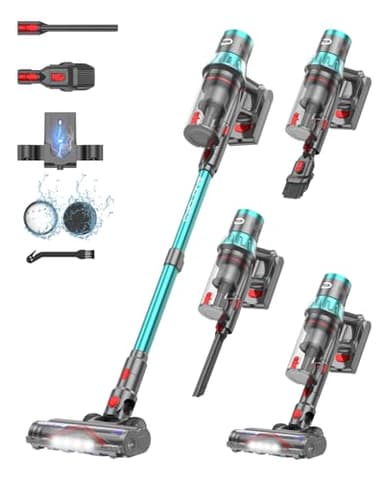 Dsoope YU7 Aspirapolvere senza Fili 580W 47KPa 70 Minuti, Scopa Elettrica senza Filo Potente con Touchscreen Intelligente, Stare in Piedi da Solo, Anti-Groviglio per Pavimenti Tappeti