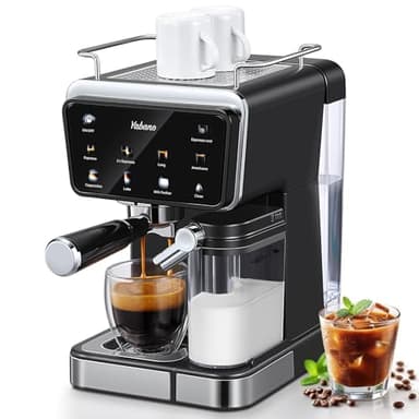 Yabano Macchina per caffè espresso, 20 bar, con montalatte automatico da 500 ml, 6 bevande, touch screen a colori, serbatoio dell'acqua da 1,5 l, caffettiera cappuccino e latte, 1450 W